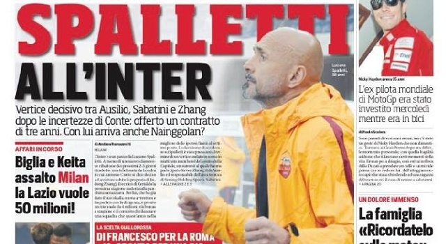 Prima Pagina Corriere dello Sport: Spalletti all'Inter, con lui arriva anche Nainggolan? [FOTO]