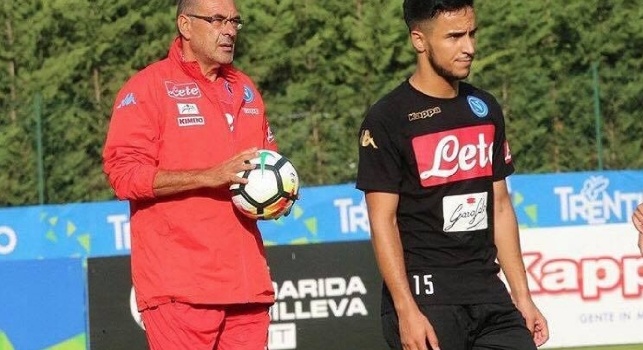 Adam Ounas e Maurizio Sarri: il giocatore ha svolto lavoro differenziato