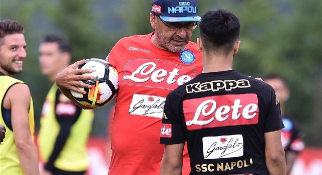 Maurizio Sarri e Adam Ounas, ritiro Napoli Dimaro 2017