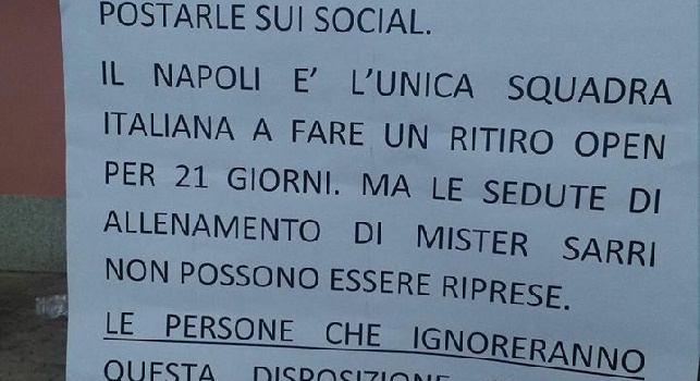 Tassativamente vietato riprendere il campo: volantini all'esterno dello stadio di Dimaro [FOTO]