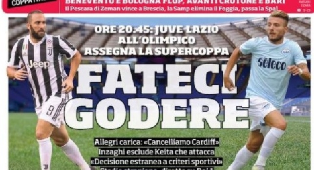 Corriere dello Sport in prima pagina: "Napoli protesta, trasferta vietata in Champions ai tifosi" [FOTO]