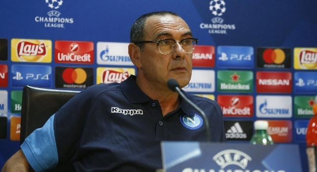 Maurizio Sarri, allenatore del Napoli, e Lorenzo Insigne, attaccante, presentano Napoli-Nizza