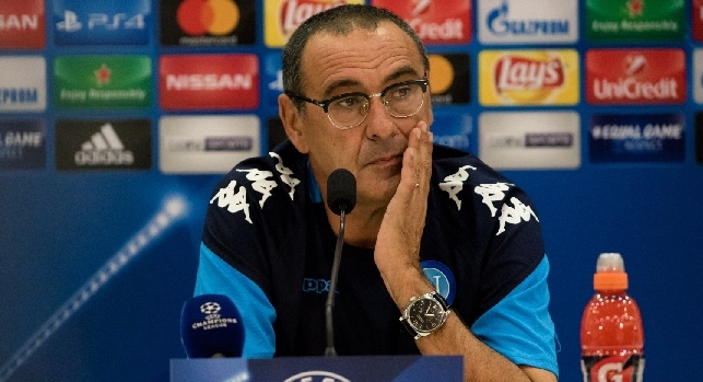 Maurizio Sarri in conferenza stampa prima della gara con il Nizza