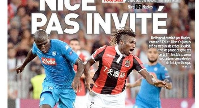 Nizza - Napoli, L'Equipe in prima pagina