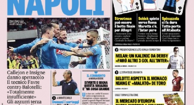 Gazzetta in prima pagina: Fanta Napoli, domina a Nizza: è Champions vera [FOTO]
