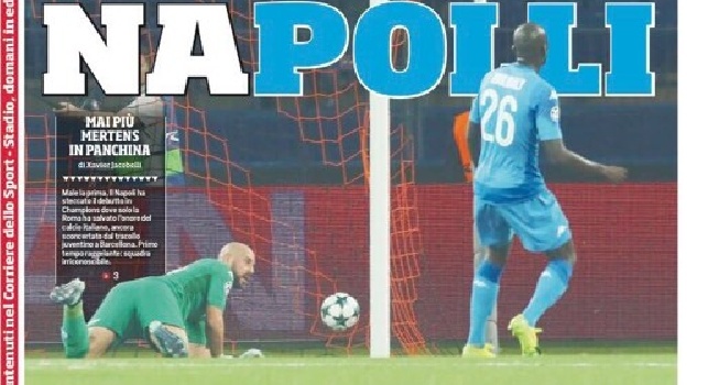 Prima Pagina Corriere dello Sport: Napolli! Champions, azzurri sconfitti in Ucraina: 2-1 [FOTO]