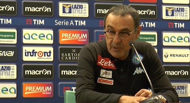 Maurizio Sarri in conferenza stampa all'Olimpico dopo la sfida alla Lazio