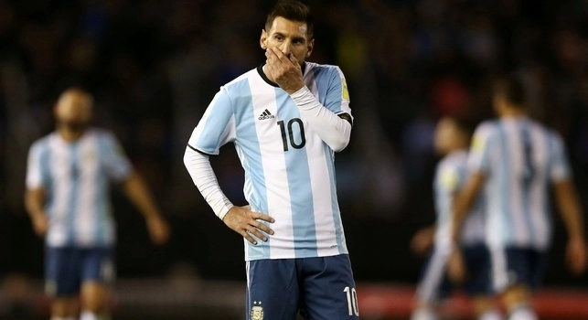 Messi disperato con la maglia dell'Argentina