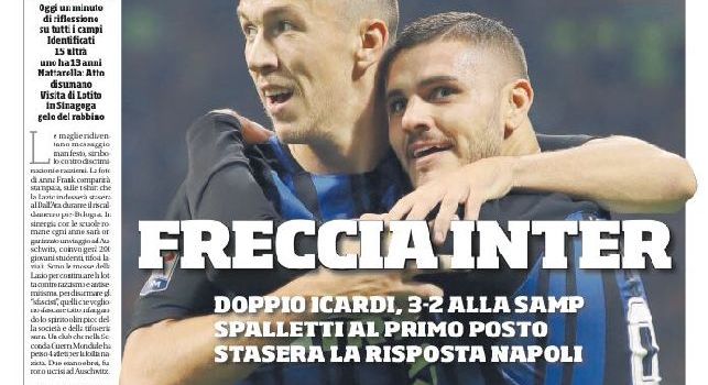 Corriere dello Sport, la prima pagina: Freccia Inter, Spalletti al primo posto. Stasera la risposta del Napoli [FOTO]