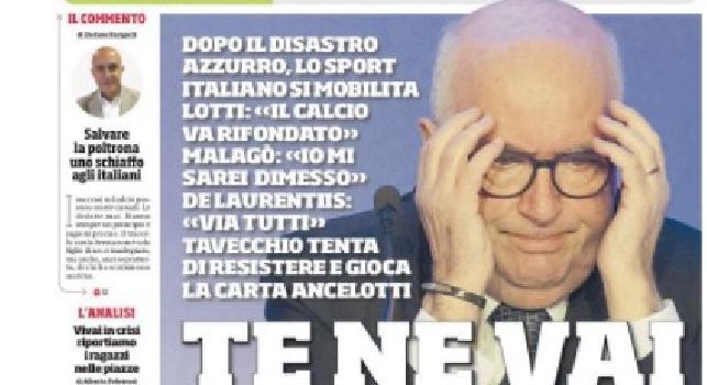 La prima pagina del Corriere dello Sport a Tavecchio: Te ne vai o no? [FOTO]