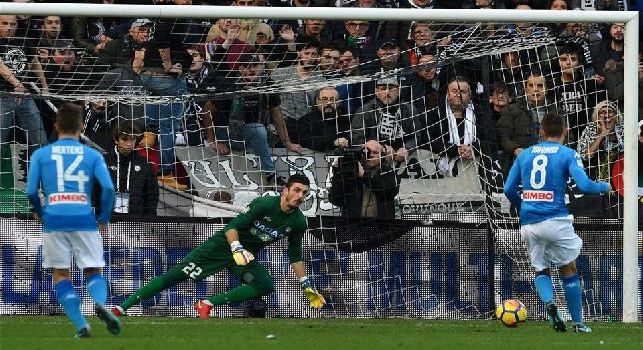 Jorginho calcia il rigore in Udinese-Napoli