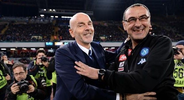 Maurizio Sarri e Stefano Pioli in Napoli-Fiorentina