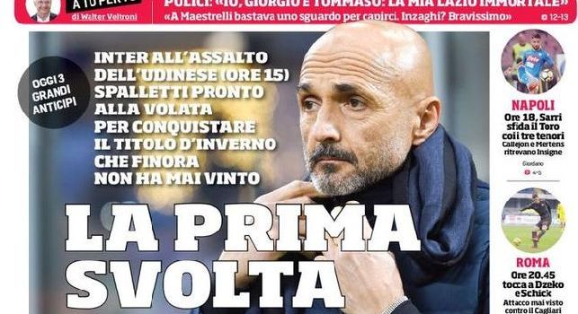 La prima pagina del Corriere dello Sport apre con l'Inter: PRIMA SVOLTA, Spalletti pronto alla volata per il titolo d'inverno [FOTO]