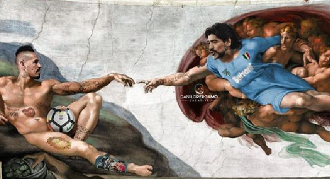 Hamsik come Maradona, i due campioni azzurri nella Creazione [FOTO]