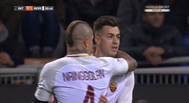 Inter-Roma, 0-1 all'intervallo: decide El Shaarawy, erroraccio di Santon [VIDEO]