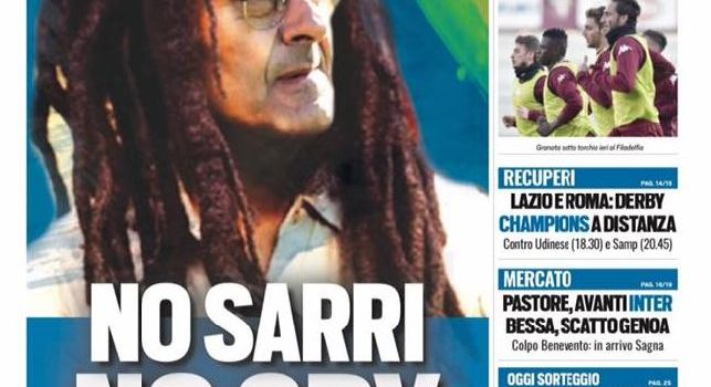 Clamoroso Tuttosport, trasforma il mister in Bob Marley: No Sarri, no Cry. Piagnistei e lamenti [FOTO]