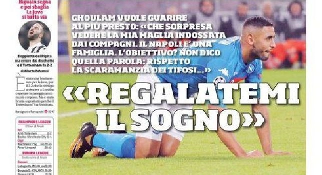Prima pagina Corriere dello Sport: Ghoulam: 'Regalatemi il sogno. Che sorpresa la mia maglia...' [FOTO]