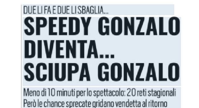 Tuttosport deride Higuain: Speedy Gonzalo diventa... Sciupa Gonzalo [FOTO]