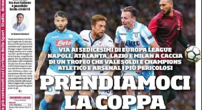 Prima Pagina Corriere dello Sport: Ottavio Bianchi: 'Così Napoli mi stregò: ho ancora in testa i cori del San Paolo' [FOTO]