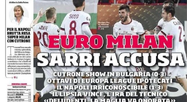 Prima Pagina Corriere dello Sport: Napoli irriconoscibile, brutta resa [FOTO]
