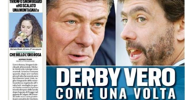 La prima pagina di Tuttosport: Derby vero, Mazzarri sa come fermare Allegri