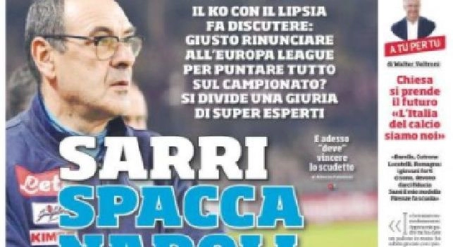 La prima pagina del CorSport: Sarri spacca Napoli. Il ko con il Lipsia fa discutere [FOTO]