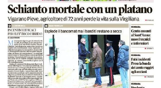 La prima pagina de La Nuova Ferrara