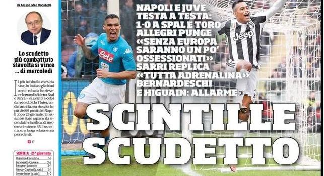 Corriere dello Sport, la prima pagina: Scintille scudetto [FOTO]