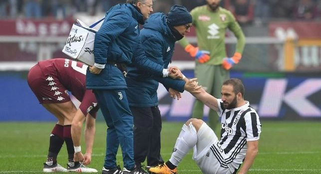 Infortunio Higuain derby Torino - Juve