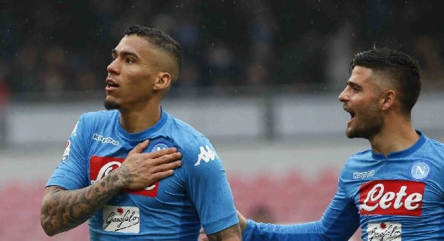 Allan esulta dopo il gol in Napoli-Spal