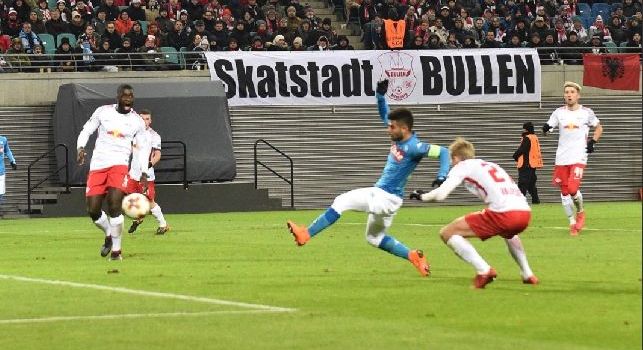Lorenzo Insigne in gol contro il Lipsia