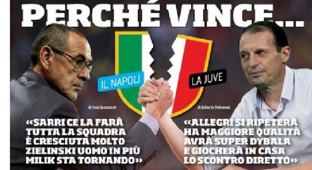 Corriere dello Sport, la prima pagina: Perché vince... il Napoli e la Juventus [FOTO]