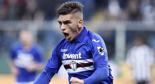 Lucas Torreira esulta dopo un gol con la maglia della Sampdoria