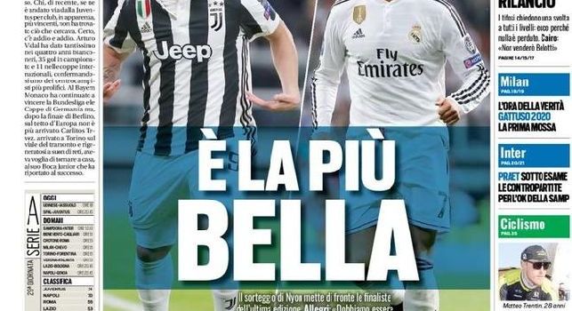 La prima pagina di TuttoSport: Juve-Real, è la più bella [FOTO]