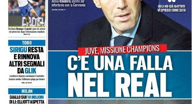 Tuttosport, la prima pagina: Juve, missione Champions [FOTO]