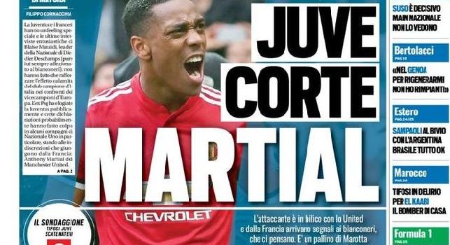 Tuttosport, la prima pagina: Juve corte Martial [FOTO]
