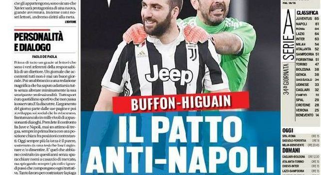 Tuttosport, la prima pagina: “Il patto anti Napoli” [FOTO]