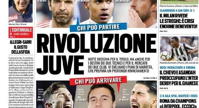 Tuttosport, la prima pagina titola sul mercato e non su Juve-Napoli: Rivoluzione Juve! [FOTO]