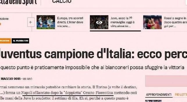 Gazzetta: Juventus campione d'Italia, ecco perché... [FOTO]