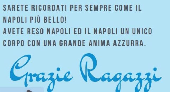 Tifosi azzurri comprano una pagina de Il Roma per ringraziare la squadra: Sarete ricordati per sempre come il Napoli più bello [FOTO]