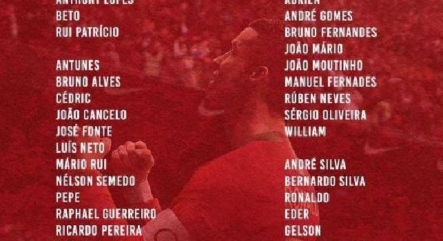 Portogallo, la lista dei pre convocati: ci sono Mario Rui e Rui Patricio