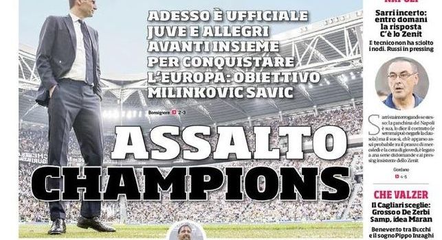 Corriere dello Sport, la prima pagina: Sarri incerto, entro domani la risposta sul futuro. C'è lo Zenit [FOTO]