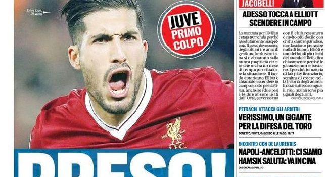 Tuttosport, la prima pagina: Ancelotti-Napoli ci siamo, Hamsik va in Cina [FOTO]