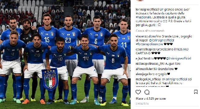 Insigne su Instagram: Un onore aver indossato la fascia di capitano della Nazionale, grazie a tutti per gli auguri [FOTO]