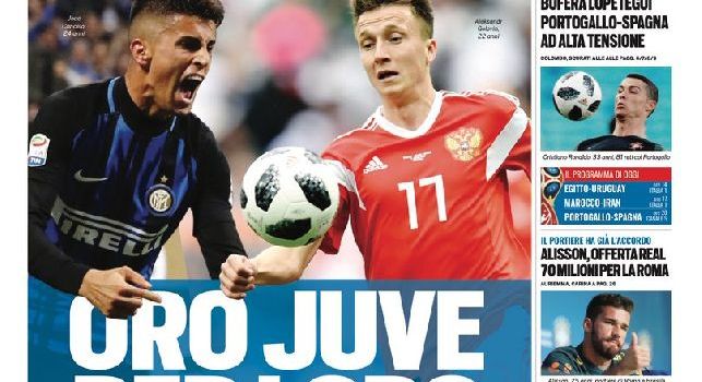 Tuttosport, la prima pagina: Cancelo-Golovin, Marotta stringe. Alisson, 70 milioni per la Roma [FOTO]