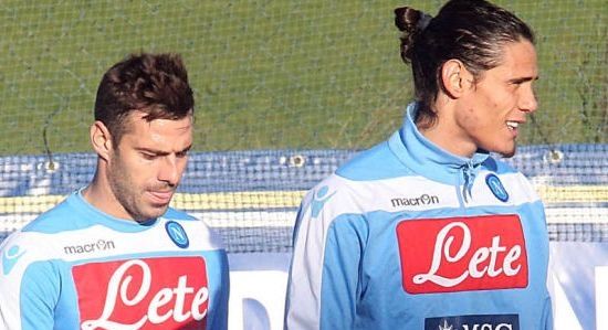 Emanuele Calai&ograve; ed Edinson Cavani, ex attaccanti del Napoli