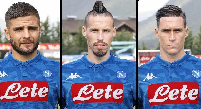 Insigne, Hamsik e Callejon con la nuova maglia del Napoli