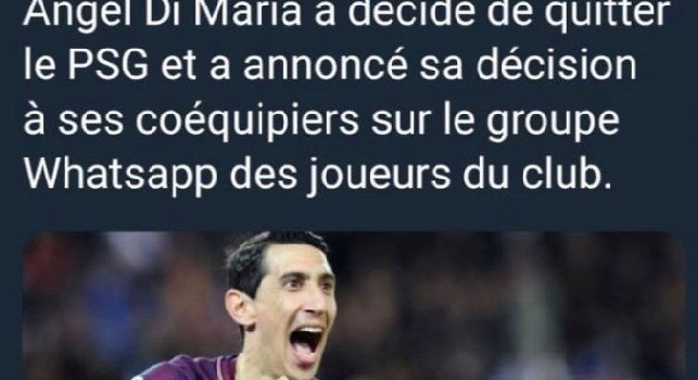 Dalla Francia: Di Maria lascia il PSG. Il giocatore se la ride su Instagram: Smettetela di mentire [FOTO]