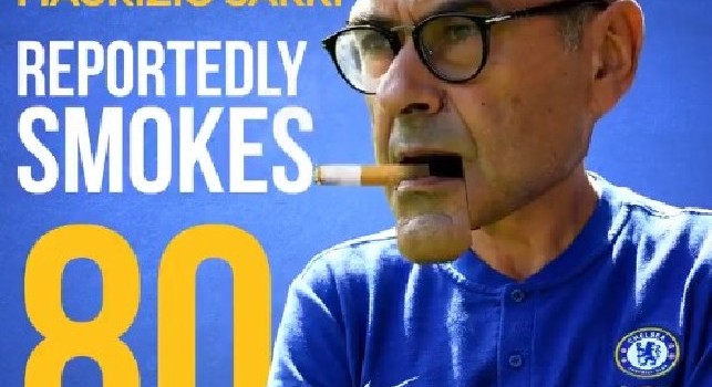 Dall'Inghilterra esagerano: Sarri fuma ottanta sigarette al giorno, ha speso 440mila euro!