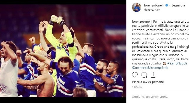 Tonelli a cuore aperto: Napoletani sempre nel mio cuore. Sono un professionista, ho onorato la maglia della Sampdoria [FOTO]